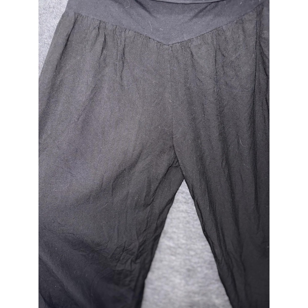 Baik Baik Honolulu Black Cropped Ruffle Bottom Pants Foldover Waist L / XL Rayon - Picture 3 of 8